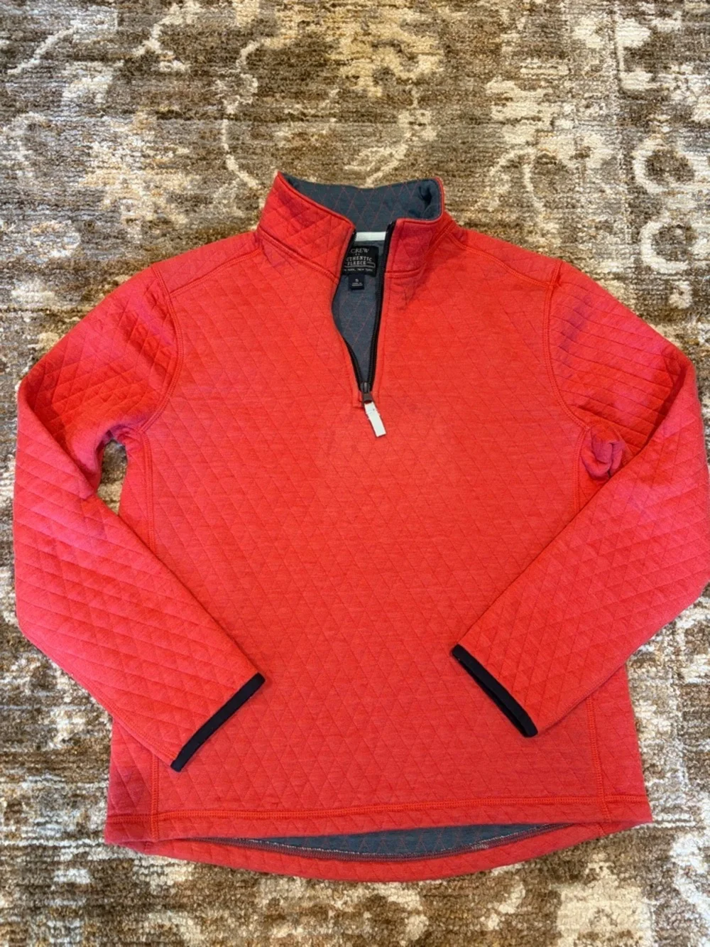 Men's S J. Crew Quilted diamond half-zip pullover